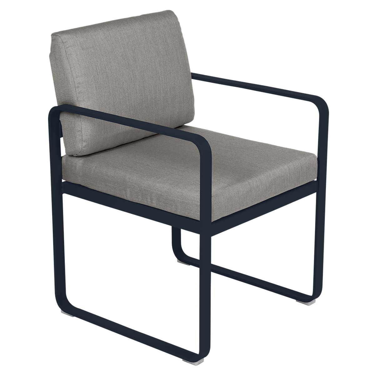 Fauteuil repas BELLEVIE Fermob bleu abysse-taupe grisé