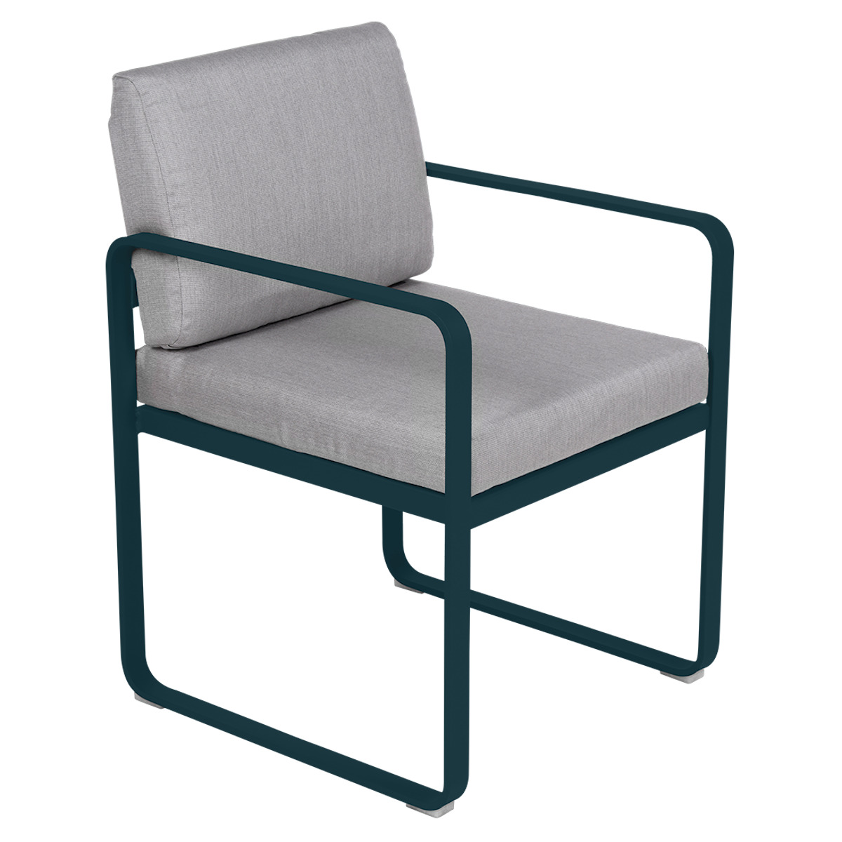 Fauteuil repas BELLEVIE Fermob bleu acapulco-gris flanelle