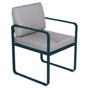 Fauteuil repas BELLEVIE Fermob bleu acapulco-gris flanelle