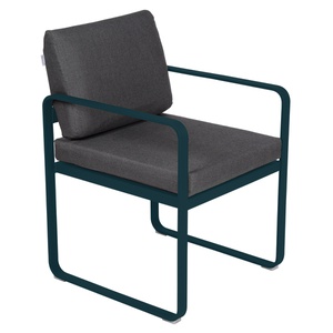 Fauteuil repas BELLEVIE Fermob bleu acapulco-gris graphite