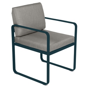 Fauteuil repas BELLEVIE Fermob bleu acapulco-taupe grisé