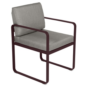 Fauteuil repas BELLEVIE Fermob cerise noire-taupe grisé