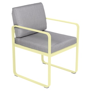 Fauteuil repas BELLEVIE Fermob citron givré-gris flanelle