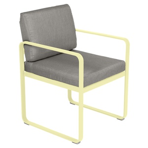Fauteuil repas BELLEVIE Fermob citron givré -taupe grisé