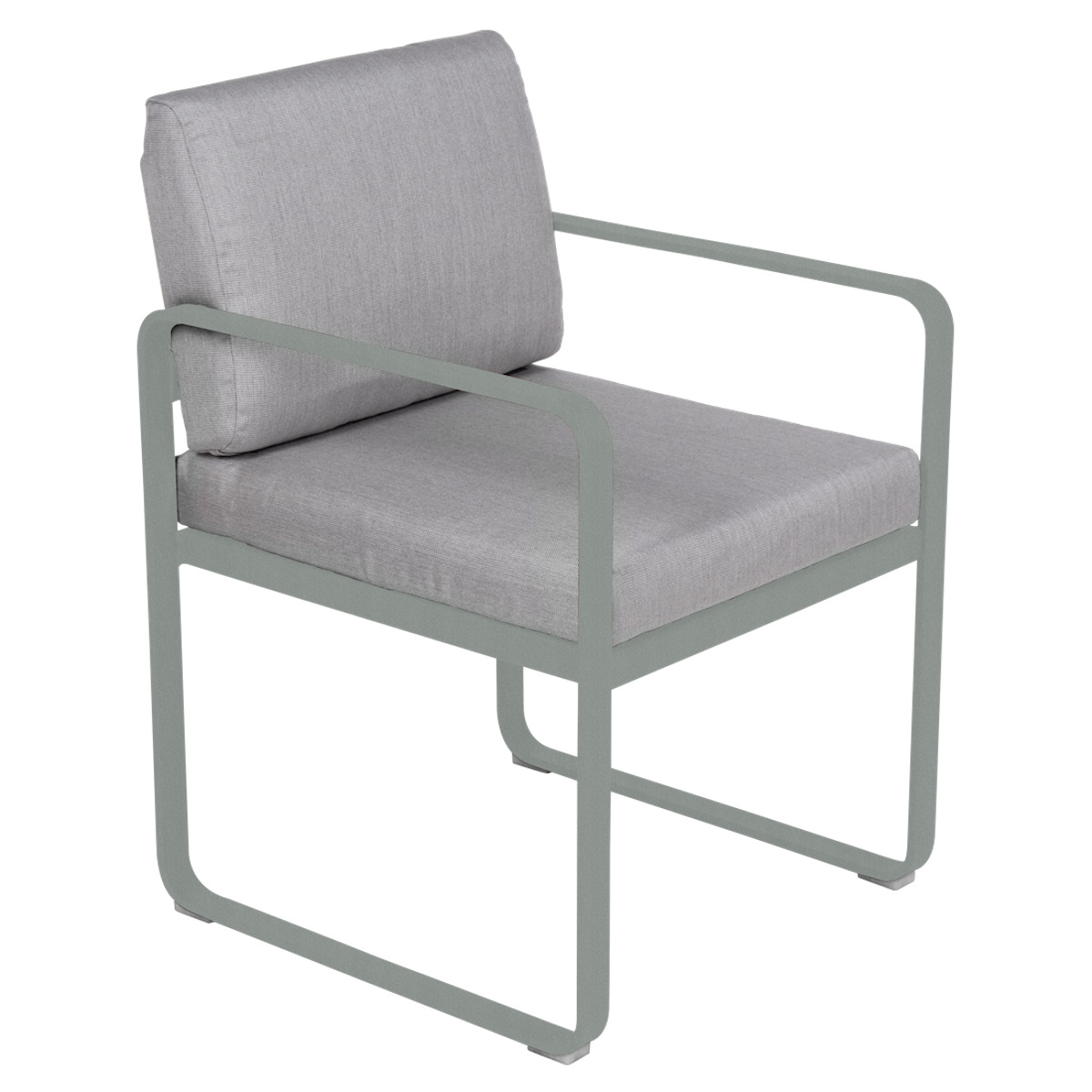 Fauteuil repas BELLEVIE Fermob gris lapilli-blanc grisé