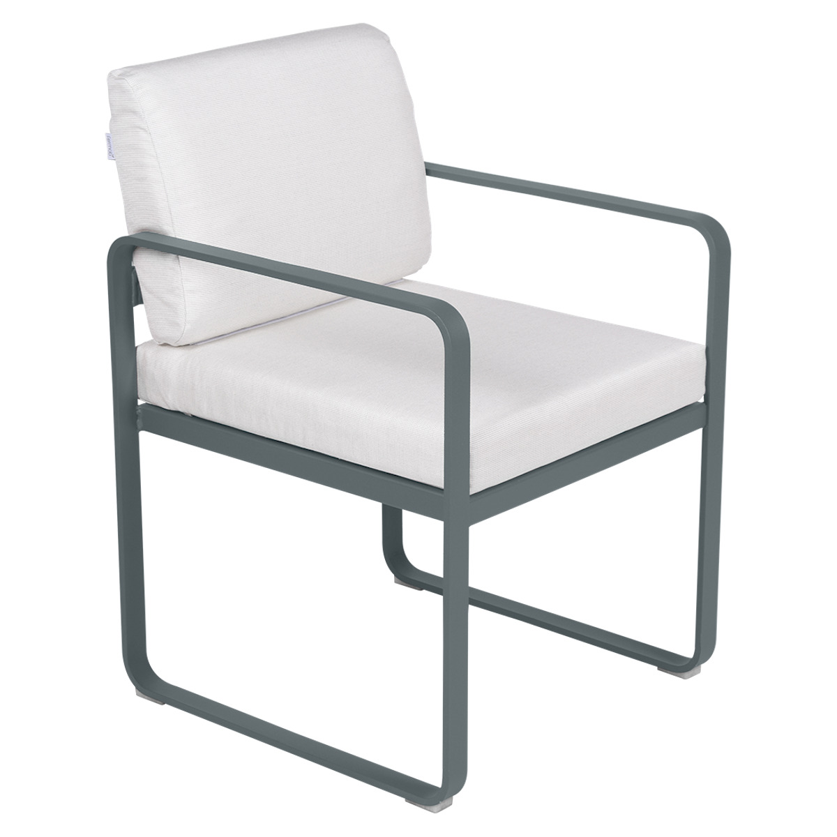 Fauteuil repas BELLEVIE Fermob gris orage-blanc grisé