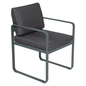 Fauteuil repas BELLEVIE Fermob gris orage-gris graphite