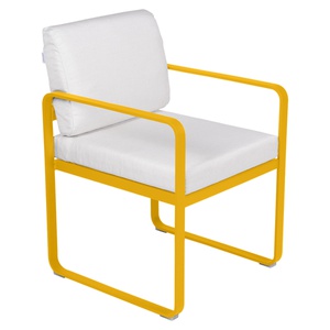 Fauteuil repas BELLEVIE Fermob miel NEW-blanc grisé