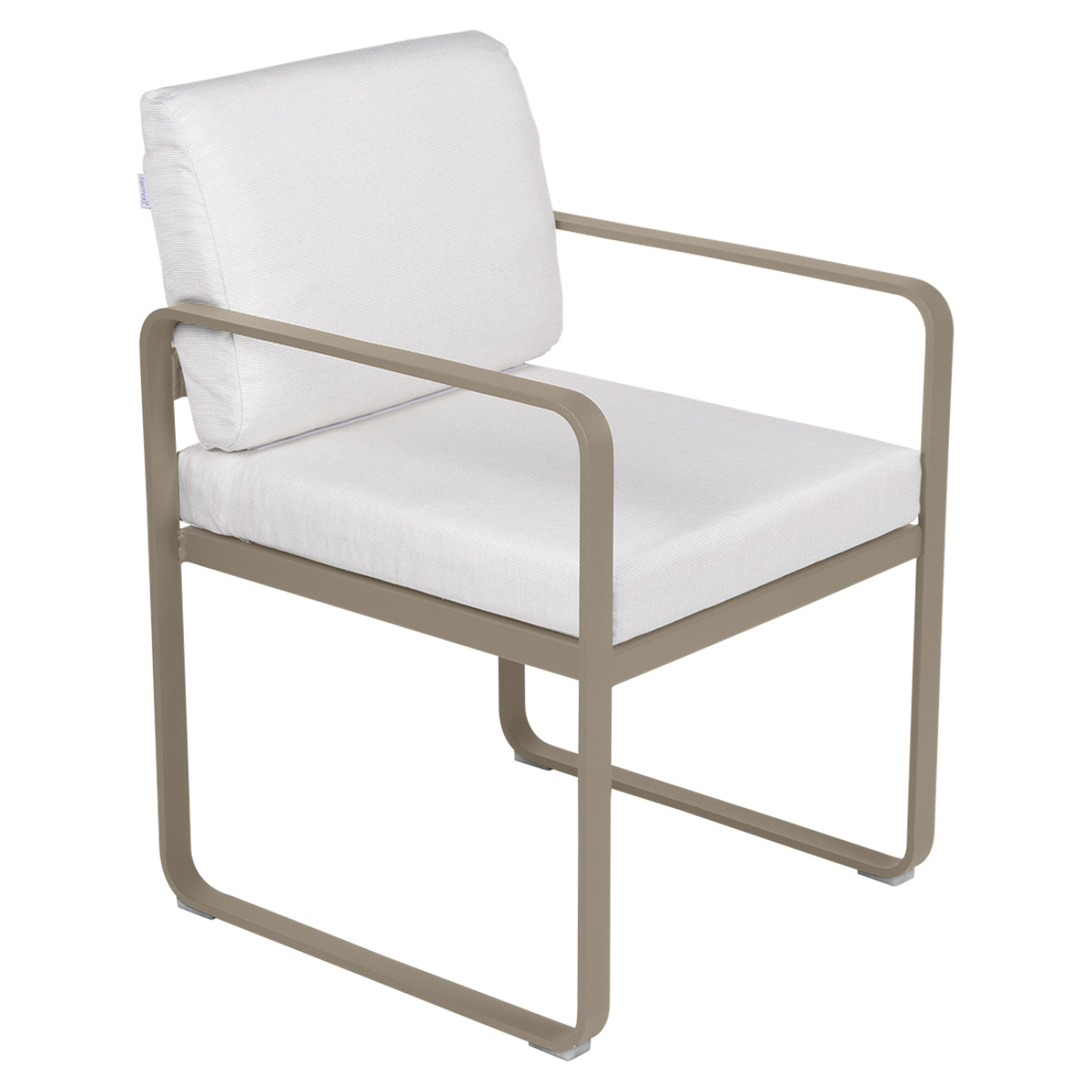Fauteuil repas BELLEVIE Fermob muscade-blanc grisé