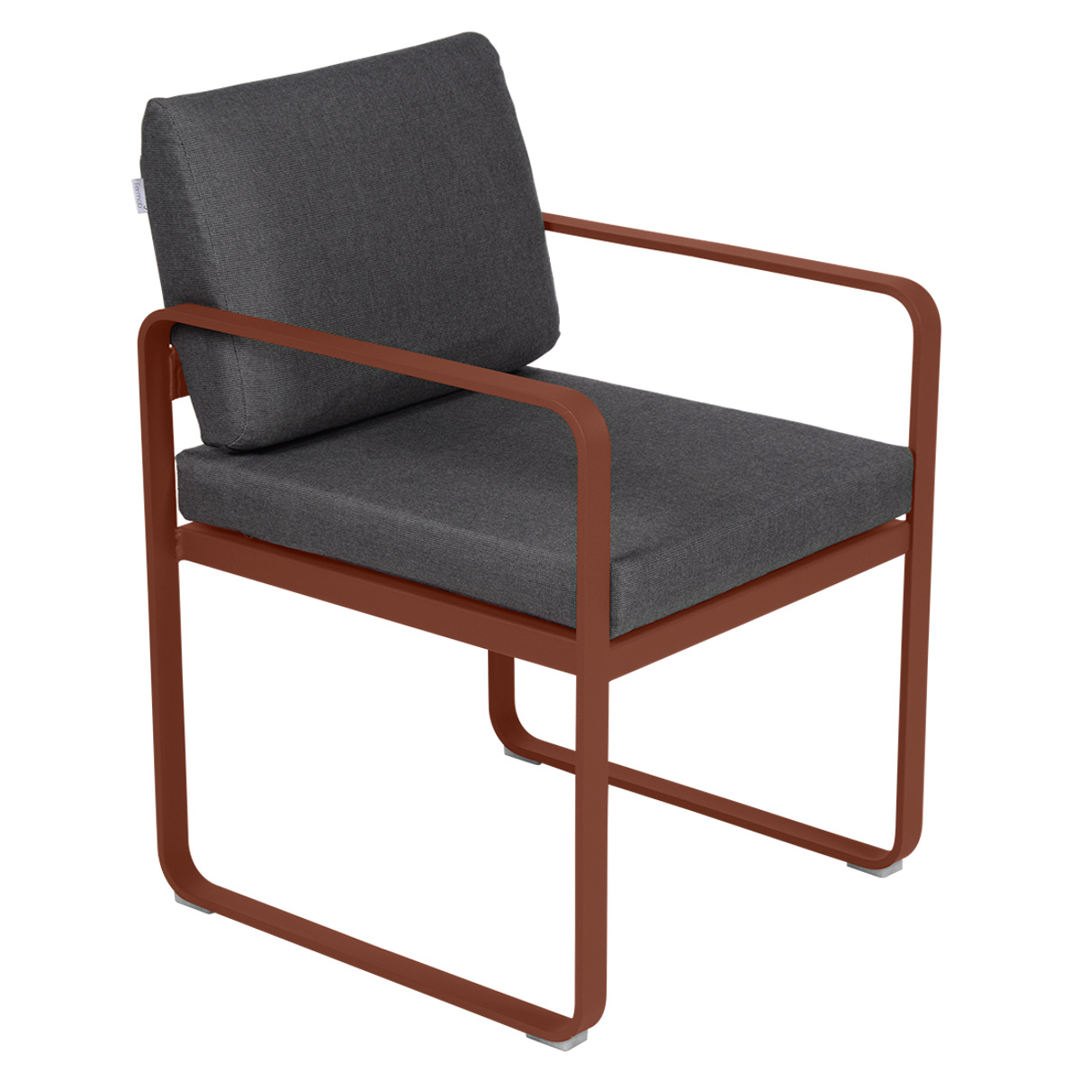 Fauteuil repas BELLEVIE Fermob ocre rouge-gris graphite