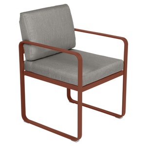 Fauteuil repas BELLEVIE Fermob ocre rouge-taupe grisé