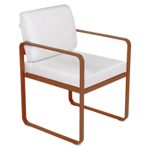Fauteuil repas BELLEVIE Fermob orange confite-blanc grisé