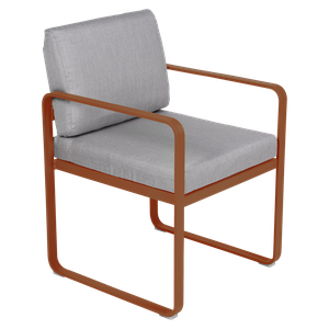 Fauteuil repas BELLEVIE Fermob orange confite-gris flanelle