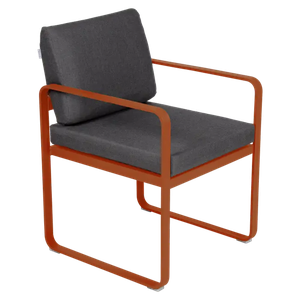 Fauteuil repas BELLEVIE Fermob orange confite-gris graphite