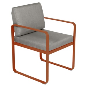 Fauteuil repas BELLEVIE Fermob orange confite-taupe grisé