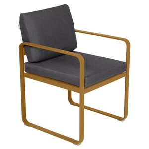 Fauteuil repas BELLEVIE Fermob pain d'épices-gris graphite