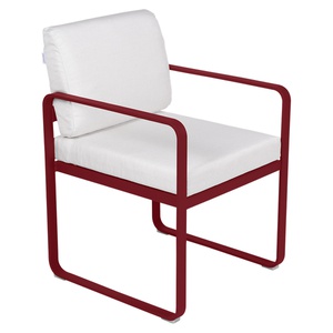 Fauteuil repas BELLEVIE Fermob piment-blanc grisé