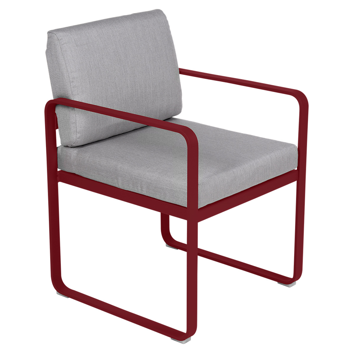 Fauteuil repas BELLEVIE Fermob piment-gris flanelle