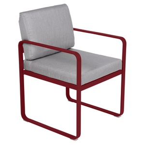 Fauteuil repas BELLEVIE Fermob piment-gris flanelle