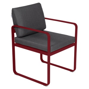 Fauteuil repas BELLEVIE Fermob piment-gris graphite
