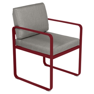 Fauteuil repas BELLEVIE Fermob piment-taupe grisé