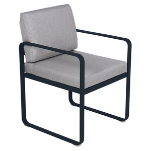 Fauteuil repas BELLEVIE Fermob réglisse-gris flanelle
