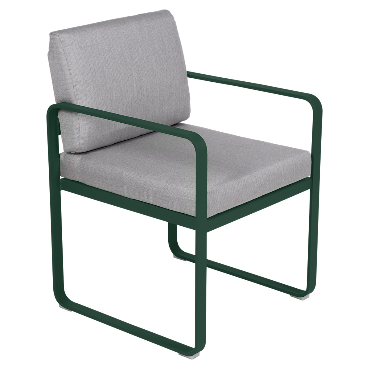 Fauteuil repas BELLEVIE Fermob vert cèdre-gris flanelle