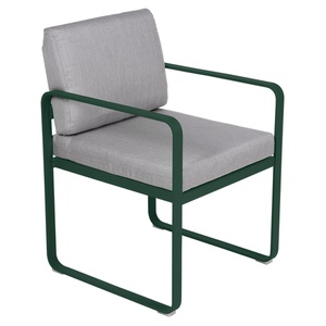 Fauteuil repas BELLEVIE Fermob vert cèdre-gris flanelle