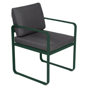 Fauteuil repas BELLEVIE Fermob vert cèdre-gris graphite