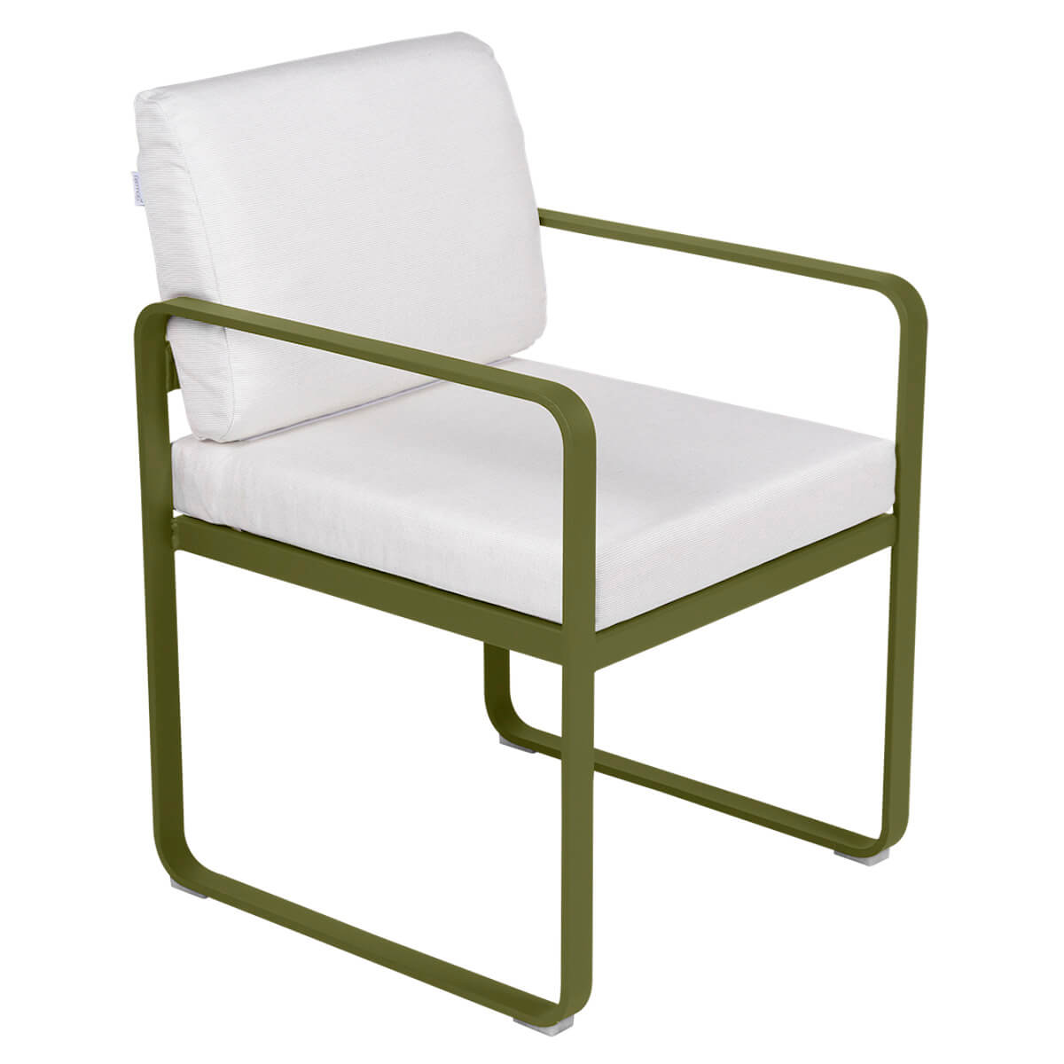 Fauteuil repas BELLEVIE Fermob vert pesto-blanc grisé