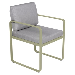 Fauteuil repas BELLEVIE Fermob vert tilleul-gris flanelle