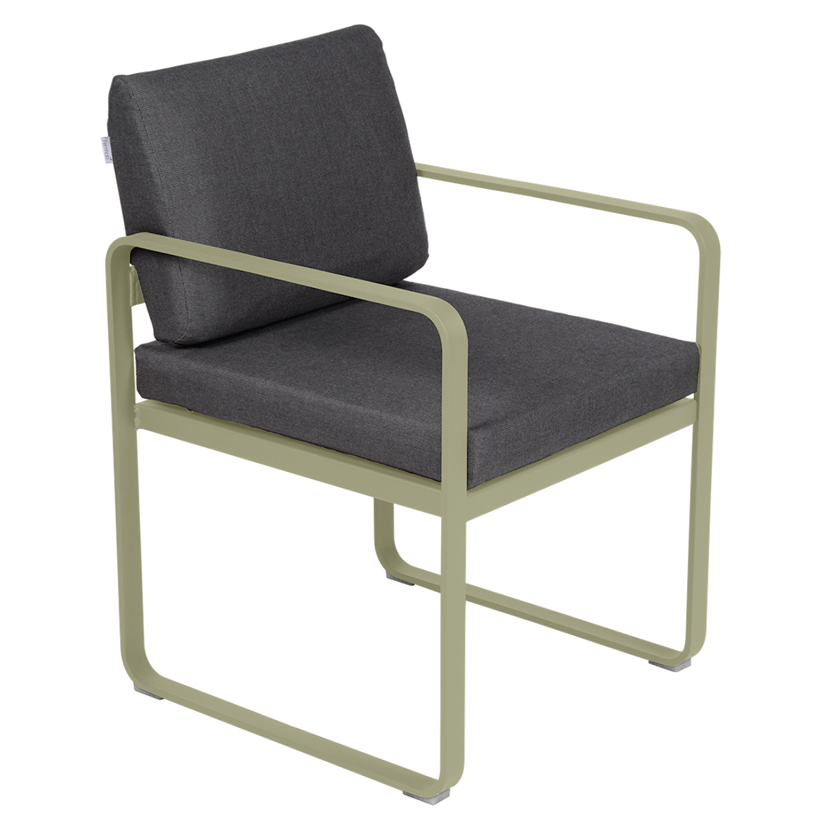 Fauteuil repas BELLEVIE Fermob vert tilleul-gris graphite