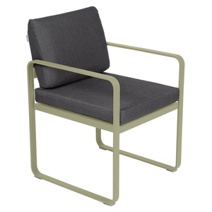 Fauteuil repas BELLEVIE Fermob vert tilleul-gris graphite