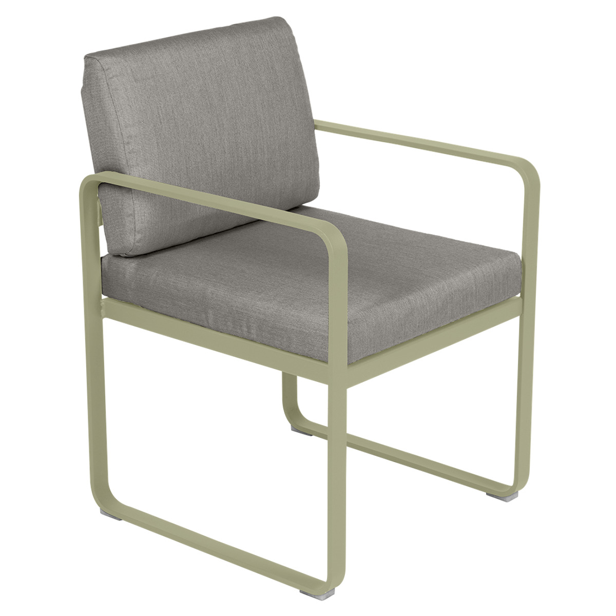 Fauteuil repas BELLEVIE Fermob vert tilleul-taupe grisé