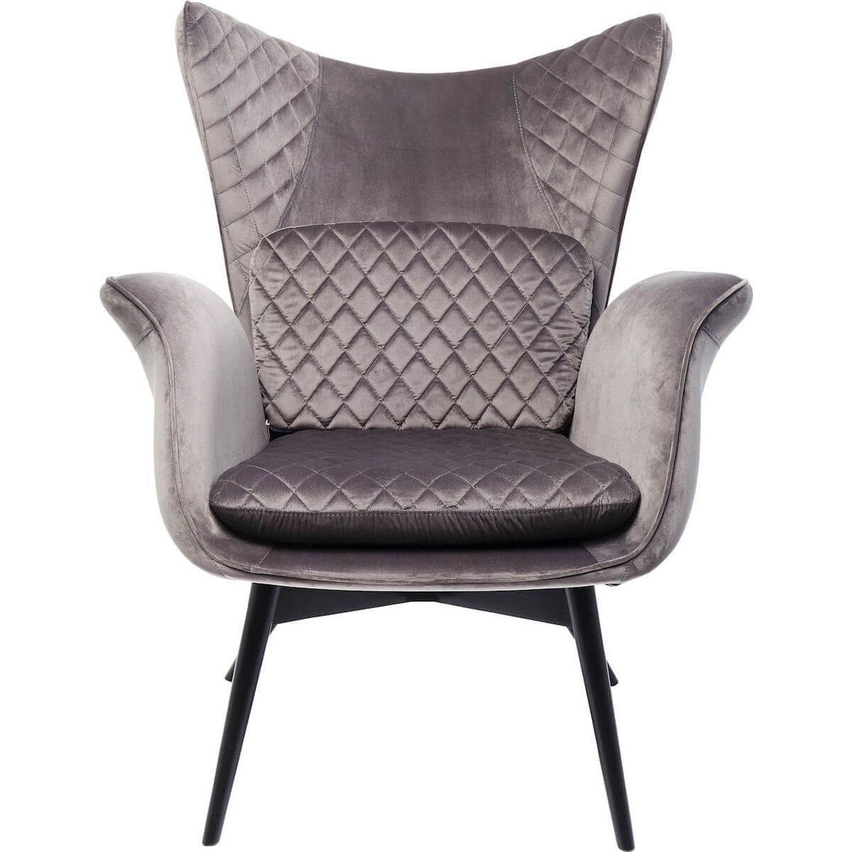 Fauteuil TUDOR VELVET Kare Design gris argenté