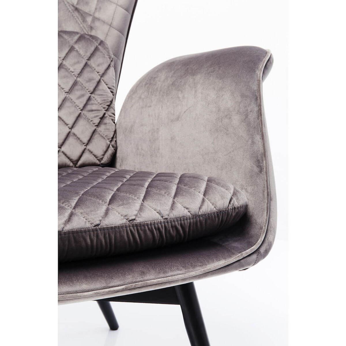 Fauteuil TUDOR VELVET Kare Design gris argenté