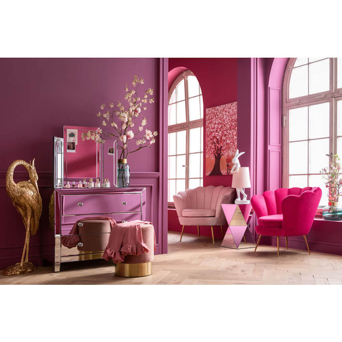 Fauteuil WATER LILY Kare Design doré rose