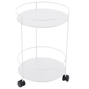 Guéridon à roulettes GUINGUETTE Fermob double plateau plein blanc coton