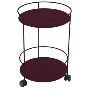 Guéridon à roulettes GUINGUETTE Fermob double plateau plein cerise noir