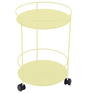 Guéridon à roulettes GUINGUETTE Fermob double plateau plein citron givré