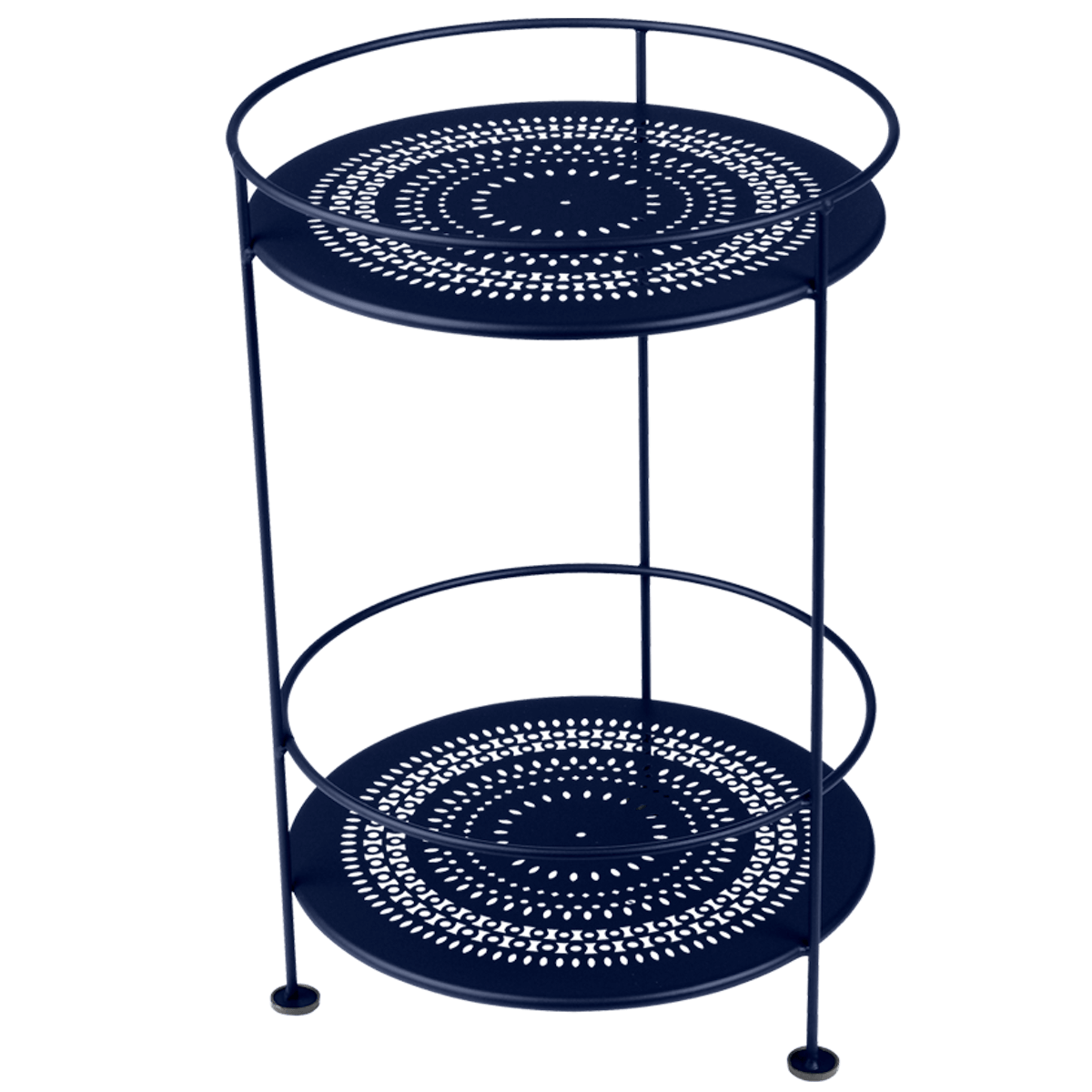 Guéridon  GUINGUETTE Fermob double plateau perforé bleu abysse