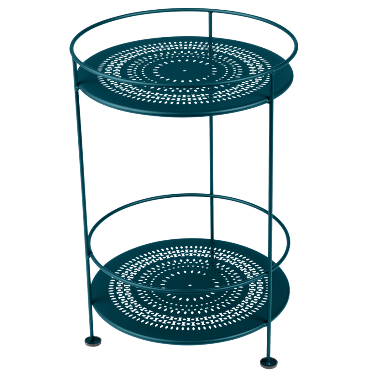Guéridon  GUINGUETTE Fermob double plateau perforé bleu acapulco