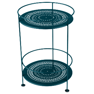 Guéridon  GUINGUETTE Fermob double plateau perforé bleu acapulco