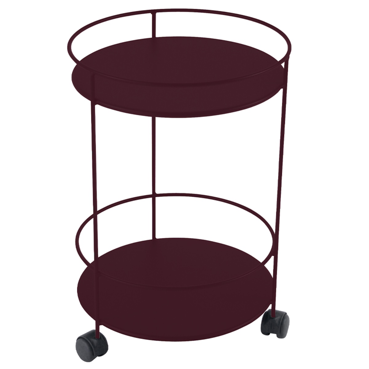 Guéridon  GUINGUETTE Fermob double plateau perforé cerise noir