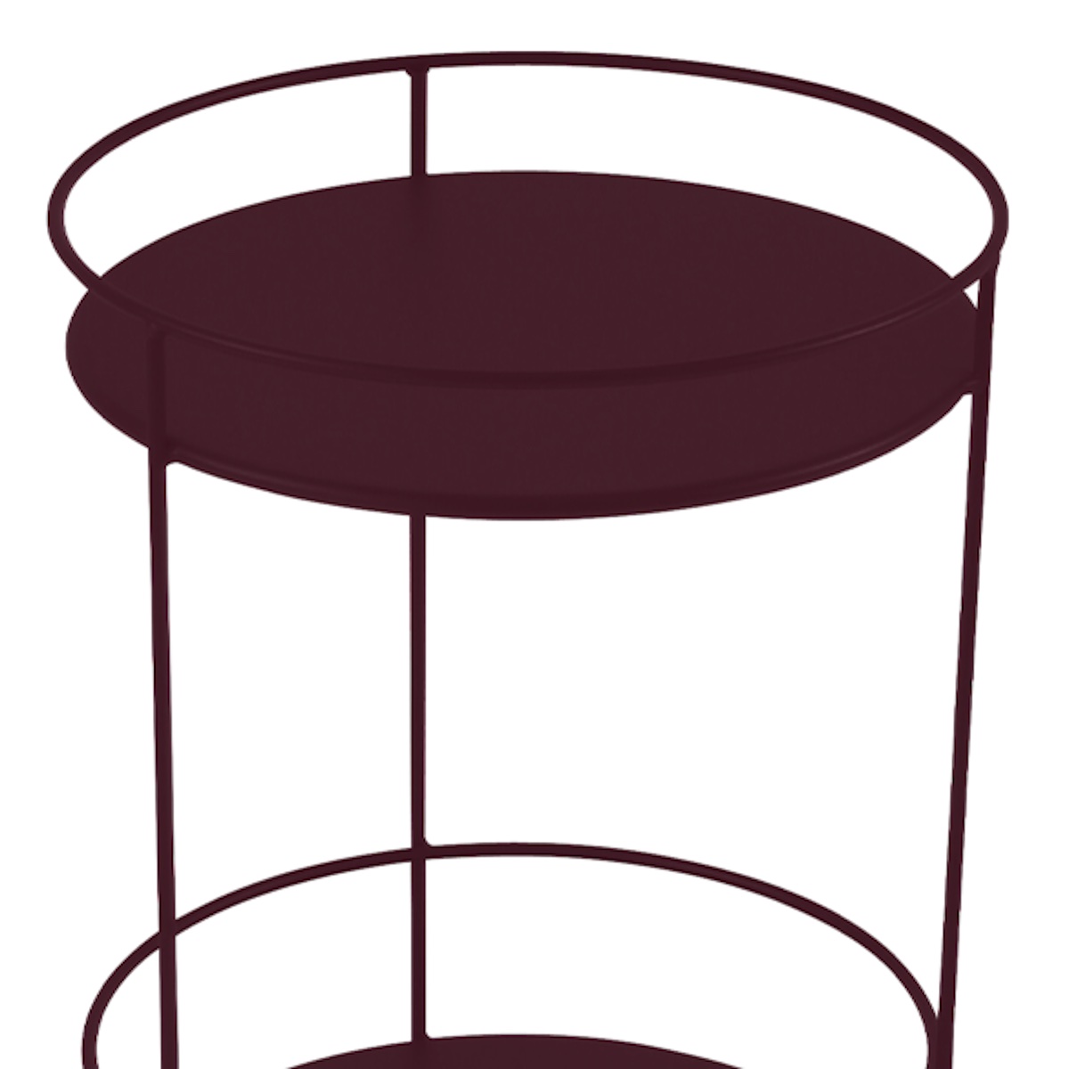 Guéridon  GUINGUETTE Fermob double plateau perforé cerise noir