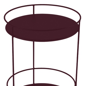 Guéridon  GUINGUETTE Fermob double plateau perforé cerise noir