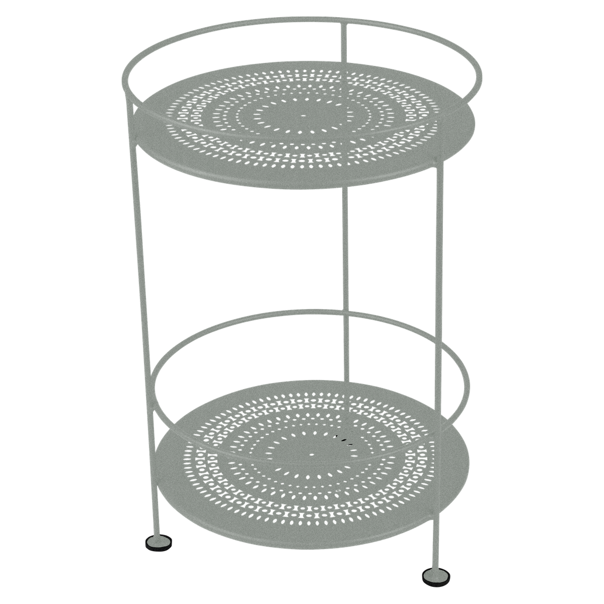 Guéridon GUINGUETTE Fermob double plateau perforé gris lapilli