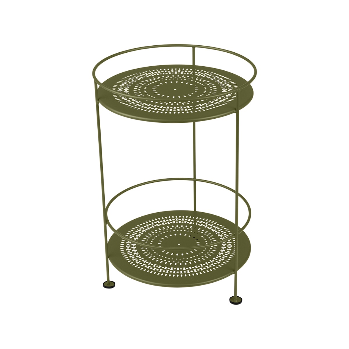 Guéridon GUINGUETTE Fermob double plateau  perforé vert pesto