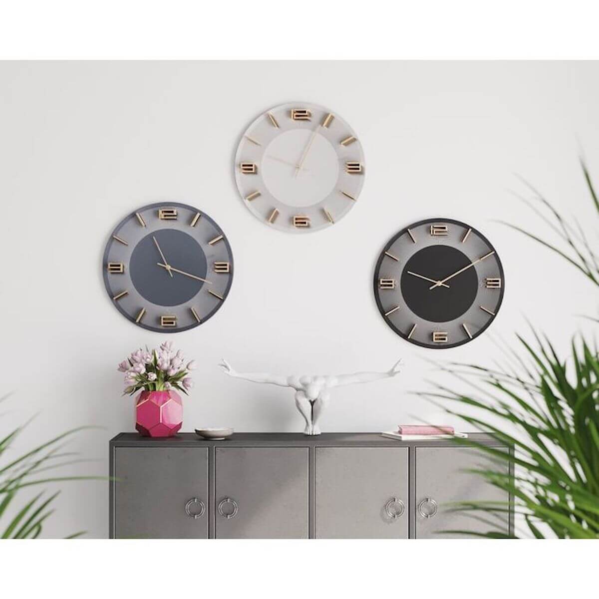 Horloge murale 49cm LEONARDO Kare Design Black-Gold
