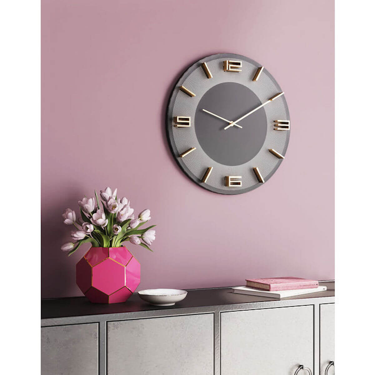 Horloge murale 49cm LEONARDO Kare Design Grey-Gold